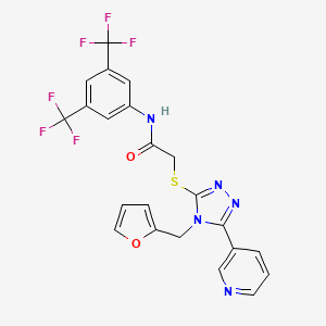 molecular formula C22H15F6N5O2S B12147976 N-[3,5-bis(trifluoromethyl)phenyl]-2-{[4-(furan-2-ylmethyl)-5-(pyridin-3-yl)-4H-1,2,4-triazol-3-yl]sulfanyl}acetamide 