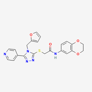 molecular formula C22H19N5O4S B12148089 N-(2,3-dihydro-1,4-benzodioxin-6-yl)-2-{[4-(furan-2-ylmethyl)-5-(pyridin-4-yl)-4H-1,2,4-triazol-3-yl]sulfanyl}acetamide 