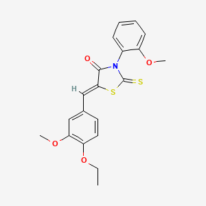 molecular formula C20H19NO4S2 B12148135 (Z)-5-(4-ethoxy-3-methoxybenzylidene)-3-(2-methoxyphenyl)-2-thioxothiazolidin-4-one 