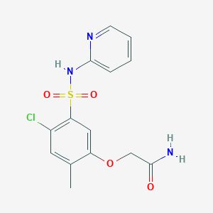 molecular formula C14H14ClN3O4S B1214817 2-[4-Chloro-2-methyl-5-(2-pyridinylsulfamoyl)phenoxy]acetamide 