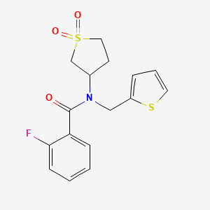 molecular formula C16H16FNO3S2 B12148191 N-(1,1-dioxidotetrahydrothiophen-3-yl)-2-fluoro-N-(thiophen-2-ylmethyl)benzamide 