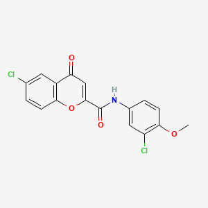 molecular formula C17H11Cl2NO4 B12148237 6-chloro-N-(3-chloro-4-methoxyphenyl)-4-oxo-4H-chromene-2-carboxamide 