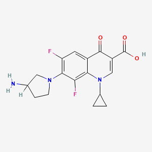 B1214837 3-Quinolinecarboxylic acid, 7-(3-amino-1-pyrrolidinyl)-1-cyclopropyl-6,8-difluoro-1,4-dihydro-4-oxo- CAS No. 99734-98-2