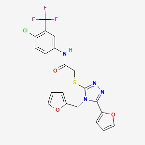 N-[4-chloro-3-(trifluoromethyl)phenyl]-2-{[5-(furan-2-yl)-4-(furan-2-ylmethyl)-4H-1,2,4-triazol-3-yl]sulfanyl}acetamide