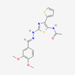 N-{2-[(2E)-2-(3,4-dimethoxybenzylidene)hydrazinyl]-4-(thiophen-2-yl)-1,3-thiazol-5-yl}acetamide