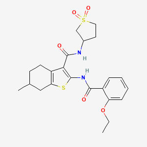 molecular formula C23H28N2O5S2 B12148396 N-(1,1-dioxidotetrahydrothiophen-3-yl)-2-{[(2-ethoxyphenyl)carbonyl]amino}-6-methyl-4,5,6,7-tetrahydro-1-benzothiophene-3-carboxamide 