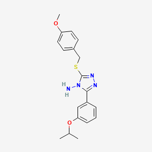 molecular formula C19H22N4O2S B12148401 3-[(4-Methoxyphenyl)methylthio]-5-[3-(methylethoxy)phenyl]-1,2,4-triazole-4-yl amine 