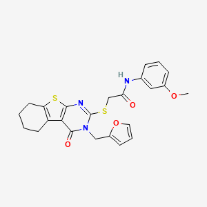 2-{[3-(furan-2-ylmethyl)-4-oxo-3,4,5,6,7,8-hexahydro[1]benzothieno[2,3-d]pyrimidin-2-yl]sulfanyl}-N-(3-methoxyphenyl)acetamide