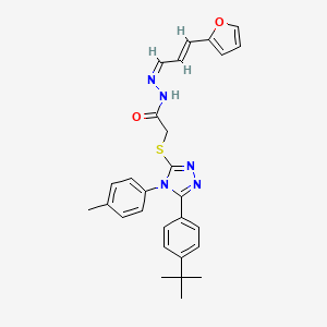 2-[[5-(4-tert-butylphenyl)-4-(4-methylphenyl)-1,2,4-triazol-3-yl]sulfanyl]-N-[(E)-[(E)-3-(furan-2-yl)prop-2-enylidene]amino]acetamide