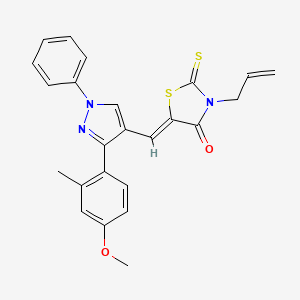 molecular formula C24H21N3O2S2 B12148471 (5Z)-5-{[3-(4-methoxy-2-methylphenyl)-1-phenyl-1H-pyrazol-4-yl]methylidene}-3-(prop-2-en-1-yl)-2-thioxo-1,3-thiazolidin-4-one 