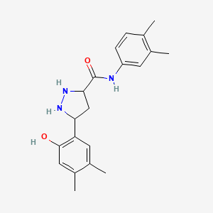 molecular formula C20H25N3O2 B12148472 N-(3,4-dimethylphenyl)-5-(2-hydroxy-4,5-dimethylphenyl)pyrazolidine-3-carboxamide 