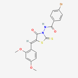 4-bromo-N-[(5Z)-5-(2,4-dimethoxybenzylidene)-4-oxo-2-thioxo-1,3-thiazolidin-3-yl]benzamide