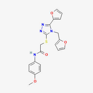 2-{[5-(furan-2-yl)-4-(furan-2-ylmethyl)-4H-1,2,4-triazol-3-yl]sulfanyl}-N-(4-methoxyphenyl)acetamide