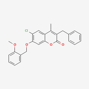 molecular formula C25H21ClO4 B12148511 3-benzyl-6-chloro-7-[(2-methoxybenzyl)oxy]-4-methyl-2H-chromen-2-one 