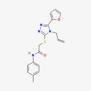 molecular formula C18H18N4O2S B12148549 2-{[5-(furan-2-yl)-4-(prop-2-en-1-yl)-4H-1,2,4-triazol-3-yl]sulfanyl}-N-(4-methylphenyl)acetamide 