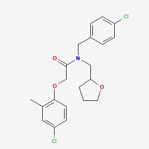 molecular formula C21H23Cl2NO3 B12148557 N-(4-chlorobenzyl)-2-(4-chloro-2-methylphenoxy)-N-(tetrahydrofuran-2-ylmethyl)acetamide 