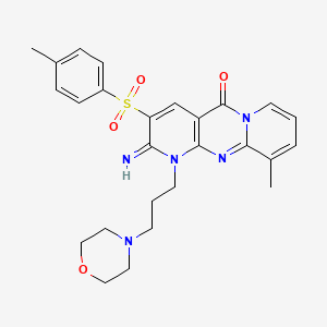 molecular formula C26H29N5O4S B12148582 2-Imino-8-methyl-1-(3-morpholin-4-yl-propyl)-3-(toluene-4-sulfonyl)-1,2-dihydro-1,9,10a-triaza-anthrace n-10-one 