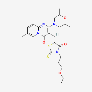 2-(2,6-dimethylmorpholin-4-yl)-3-{(Z)-[3-(3-ethoxypropyl)-4-oxo-2-thioxo-1,3-thiazolidin-5-ylidene]methyl}-7-methyl-4H-pyrido[1,2-a]pyrimidin-4-one