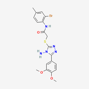 molecular formula C19H20BrN5O3S B12148661 2-{[4-amino-5-(3,4-dimethoxyphenyl)-4H-1,2,4-triazol-3-yl]sulfanyl}-N-(2-bromo-4-methylphenyl)acetamide 