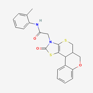 N-(2-methylphenyl)-2-(10-oxo(7H,11bH,6aH-1,3-thiazolino[5',4'-6,5]thiino[3,4-c]chroman-9-yl))acetamide