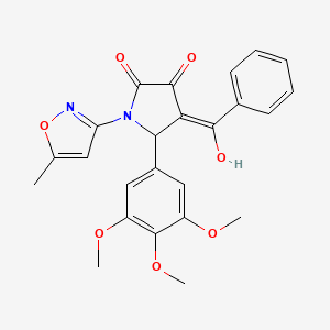 molecular formula C24H22N2O7 B12148737 (4E)-4-[hydroxy(phenyl)methylidene]-1-(5-methyl-1,2-oxazol-3-yl)-5-(3,4,5-trimethoxyphenyl)pyrrolidine-2,3-dione 