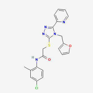 molecular formula C21H18ClN5O2S B12148844 N-(4-chloro-2-methylphenyl)-2-{[4-(furan-2-ylmethyl)-5-(pyridin-2-yl)-4H-1,2,4-triazol-3-yl]sulfanyl}acetamide 