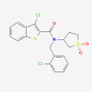 molecular formula C20H17Cl2NO3S2 B12148990 3-chloro-N-(2-chlorobenzyl)-N-(1,1-dioxidotetrahydrothiophen-3-yl)-1-benzothiophene-2-carboxamide 