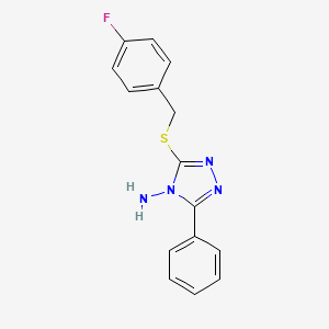 molecular formula C15H13FN4S B12149038 3-[(4-Fluorophenyl)methylthio]-5-phenyl-1,2,4-triazole-4-ylamine 