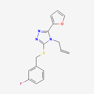 molecular formula C16H14FN3OS B12149081 3-[(3-Fluorophenyl)methylthio]-5-(2-furyl)-4-prop-2-enyl-1,2,4-triazole 