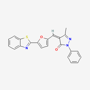 molecular formula C22H15N3O2S B12149099 (4Z)-4-{[5-(1,3-benzothiazol-2-yl)furan-2-yl]methylidene}-5-methyl-2-phenyl-2,4-dihydro-3H-pyrazol-3-one 