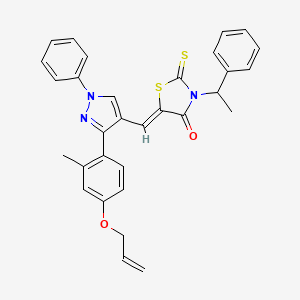 molecular formula C31H27N3O2S2 B12149181 (5Z)-5-({3-[2-methyl-4-(prop-2-en-1-yloxy)phenyl]-1-phenyl-1H-pyrazol-4-yl}methylidene)-3-(1-phenylethyl)-2-thioxo-1,3-thiazolidin-4-one 