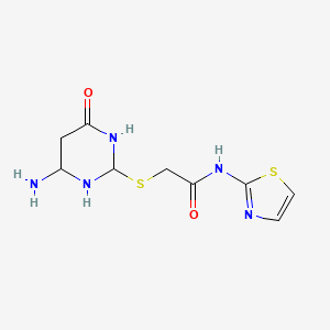 molecular formula C9H13N5O2S2 B12149251 2-[(4-amino-6-oxo-1,3-diazinan-2-yl)sulfanyl]-N-(1,3-thiazol-2-yl)acetamide 