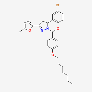 9-Bromo-5-[4-(heptyloxy)phenyl]-2-(5-methylfuran-2-yl)-1,10b-dihydropyrazolo[1,5-c][1,3]benzoxazine