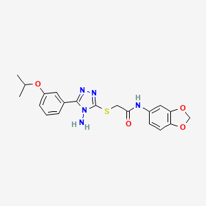 molecular formula C20H21N5O4S B12149265 2-({4-amino-5-[3-(propan-2-yloxy)phenyl]-4H-1,2,4-triazol-3-yl}sulfanyl)-N-(1,3-benzodioxol-5-yl)acetamide 