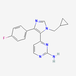 molecular formula C17H16FN5 B1214928 4-(Fluorophenyl)-1-cyclopropylmethyl-5-(2-amino-4-pyrimidinyl)imidazole CAS No. 165806-51-9