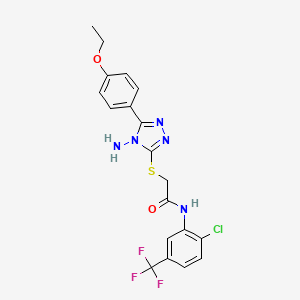 molecular formula C19H17ClF3N5O2S B12149281 2-{[4-amino-5-(4-ethoxyphenyl)-4H-1,2,4-triazol-3-yl]sulfanyl}-N-[2-chloro-5-(trifluoromethyl)phenyl]acetamide 