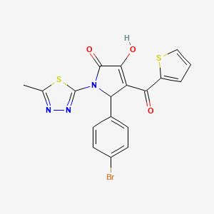 molecular formula C18H12BrN3O3S2 B12149349 (4E)-5-(4-bromophenyl)-4-[hydroxy(thiophen-2-yl)methylidene]-1-(5-methyl-1,3,4-thiadiazol-2-yl)pyrrolidine-2,3-dione 