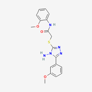 molecular formula C18H19N5O3S B12149437 2-[4-amino-5-(3-methoxyphenyl)(1,2,4-triazol-3-ylthio)]-N-(2-methoxyphenyl)ace tamide 