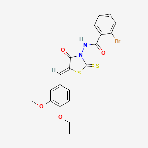 molecular formula C20H17BrN2O4S2 B12149441 2-bromo-N-[(5Z)-5-(4-ethoxy-3-methoxybenzylidene)-4-oxo-2-thioxo-1,3-thiazolidin-3-yl]benzamide 