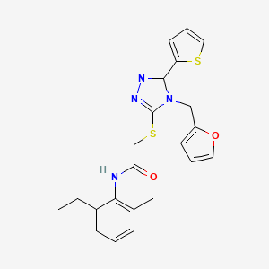 molecular formula C22H22N4O2S2 B12149469 N-(2-ethyl-6-methylphenyl)-2-{[4-(furan-2-ylmethyl)-5-(thiophen-2-yl)-4H-1,2,4-triazol-3-yl]sulfanyl}acetamide 