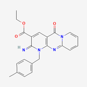 ethyl 6-imino-7-[(4-methylphenyl)methyl]-2-oxo-1,7,9-triazatricyclo[8.4.0.03,8]tetradeca-3(8),4,9,11,13-pentaene-5-carboxylate