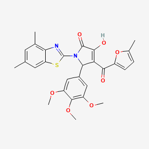 (4E)-1-(4,6-dimethyl-1,3-benzothiazol-2-yl)-4-[hydroxy(5-methylfuran-2-yl)methylidene]-5-(3,4,5-trimethoxyphenyl)pyrrolidine-2,3-dione