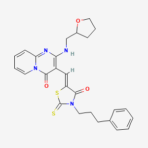 3-{(Z)-[4-oxo-3-(3-phenylpropyl)-2-thioxo-1,3-thiazolidin-5-ylidene]methyl}-2-[(tetrahydrofuran-2-ylmethyl)amino]-4H-pyrido[1,2-a]pyrimidin-4-one