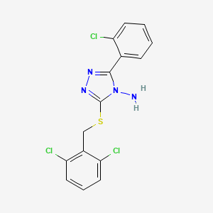 molecular formula C15H11Cl3N4S B12149683 5-[(2,6-Dichlorophenyl)methylthio]-3-(2-chlorophenyl)-1,2,4-triazole-4-ylamine 