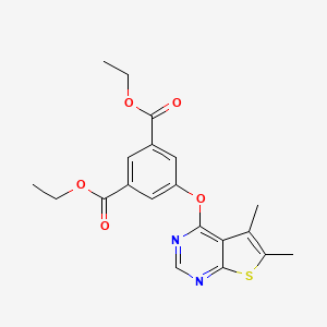 molecular formula C20H20N2O5S B12149697 Diethyl 5-[(5,6-dimethylthieno[2,3-d]pyrimidin-4-yl)oxy]benzene-1,3-dicarboxylate 