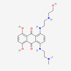 molecular formula C22H28N4O5 B1214973 1-((2-(Dimethylamino)ethyl)amino)-4-((2-((hydroxyethyl)amino)ethyl)amino)-5,8-dihydroxy-9,10-anthracenedione CAS No. 134566-65-7