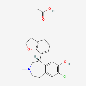molecular formula C21H24ClNO4 B1214974 8-Chloro-7-hydroxy-5-(2,3-dihydrobenzofuran-7-yl)-3-methyl-2,3,4,5-tetrahydro-1H-3-benzazepine CAS No. 142382-09-0