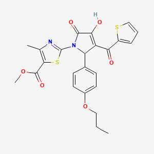 methyl 2-[(3E)-3-[hydroxy(thiophen-2-yl)methylidene]-4,5-dioxo-2-(4-propoxyphenyl)pyrrolidin-1-yl]-4-methyl-1,3-thiazole-5-carboxylate