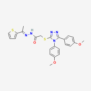 2-[[4,5-bis(4-methoxyphenyl)-1,2,4-triazol-3-yl]sulfanyl]-N-[(Z)-1-thiophen-2-ylethylideneamino]acetamide