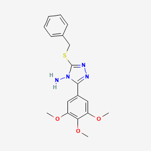 molecular formula C18H20N4O3S B12149764 3-(Phenylmethylthio)-5-(3,4,5-trimethoxyphenyl)-1,2,4-triazole-4-ylamine 